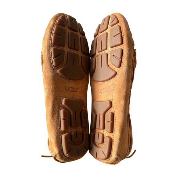 UGG 7.5 Suede Roni Moccasian Driving Loafers Shearling Wool Slippers Shoes Brown - Picture 7 of 9